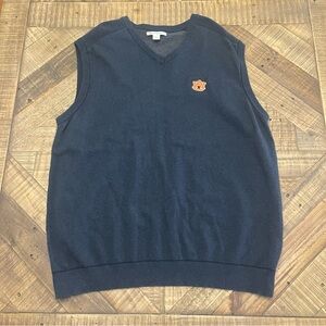 Cutter & Buck Auburn Tigers V-neck knit sweater vest in navy blue cotton